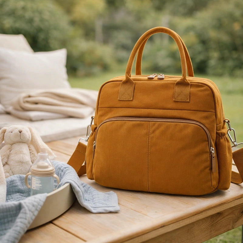 Sac à langer bébé élégant avec compartiments nombreux