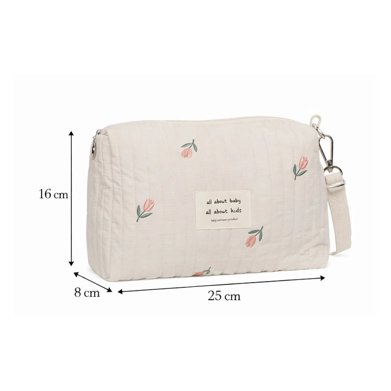 Sac à langer fleuri avec accessoires pour bébé