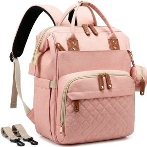Sac à langer rose avec fonction lit pour bébé