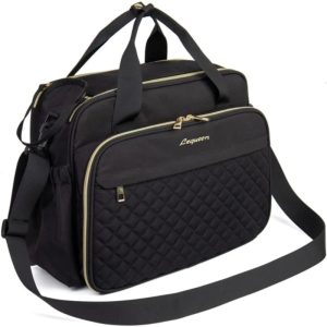 Grand sac à langer noir avec multiples poches