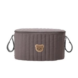Mini sac à langer gris élégant avec pochettes de rangement