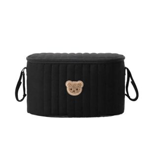 Mini sac à langer noir élégant avec multiples poches