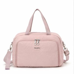 Sac à langer rose poudré élégant avec compartiments