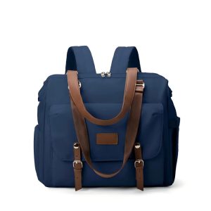 Sac à dos à langer bleu avec poches multiples et design moderne