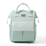Sac à dos à langer couleur menthe avec multiples poches