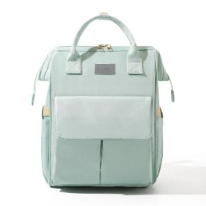 Sac à dos à langer couleur menthe avec multiples poches
