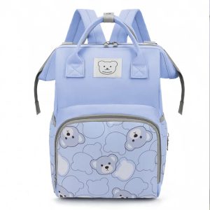 Sac à dos oursons bleu en toile