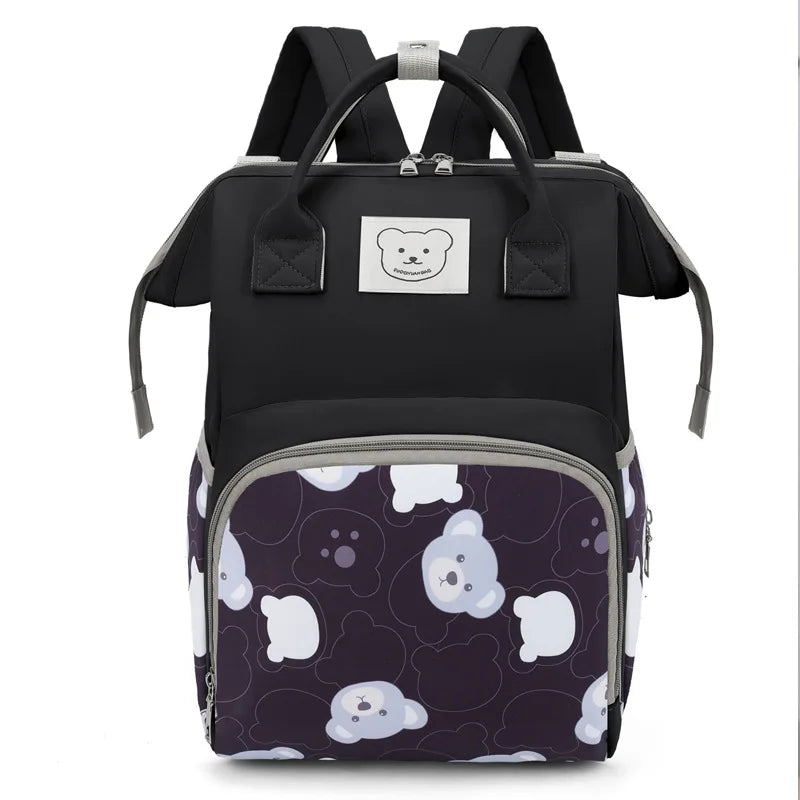 Sac à dos noir avec motif oursons