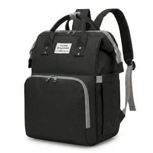 Sac à langer 3 en 1 noir avec poches multiples