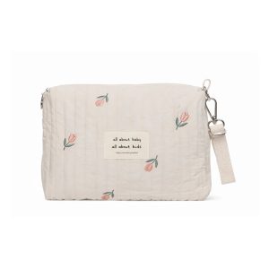 Sac à langer bébé fleuri avec pochettes