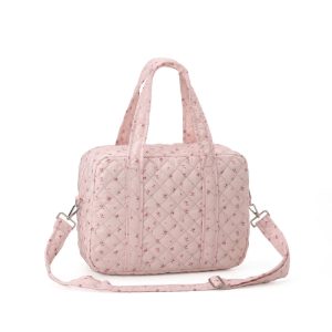 Sac à langer bébé rose avec poches accessoires