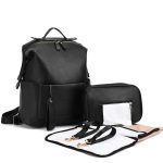 Sac à langer en cuir noir élégant pour parents modernes