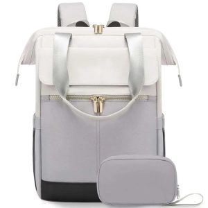 Sac à langer à dos gris avec poche avant