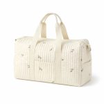 Sac à langer en gaze de coton beige avec poches extérieures