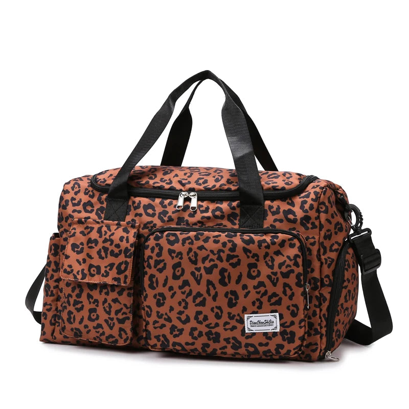 Sac à langer léopard motif marron élégant