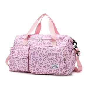 Sac à langer léopard rose avec poches pratiques