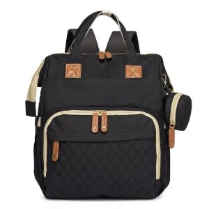 Sac à langer noir avec fonction lit pour bébé