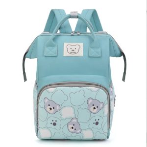 Sac à langer oursons bleu élégant avec pochettes pratiques