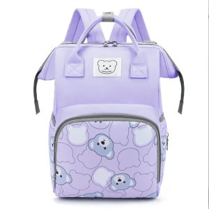 sac à langer oursons violet avec motifs d'oursons