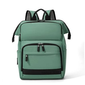Sac à langer vert spacieux avec multiples poches