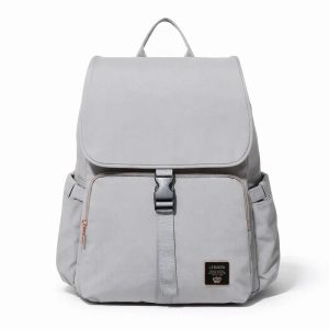 Sac à langer gris élégant avec poches multiples